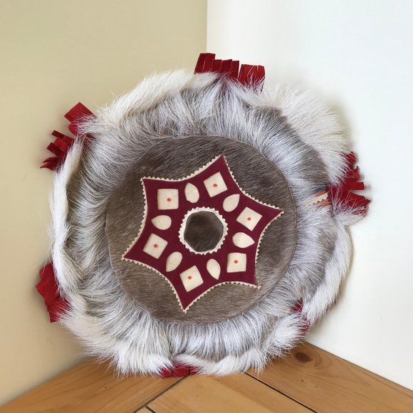 Leather & Fur Folk Art Mandala Wall Hanging Vintage Made in Russia - Picture 1 of 5